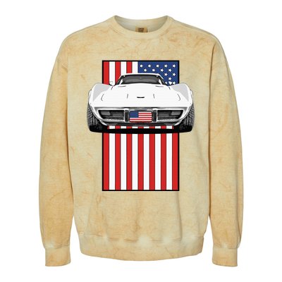 Usa Flag And Muscle Car American Colorblast Crewneck Sweatshirt