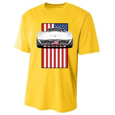 Usa Flag And Muscle Car American Performance Sprint T-Shirt