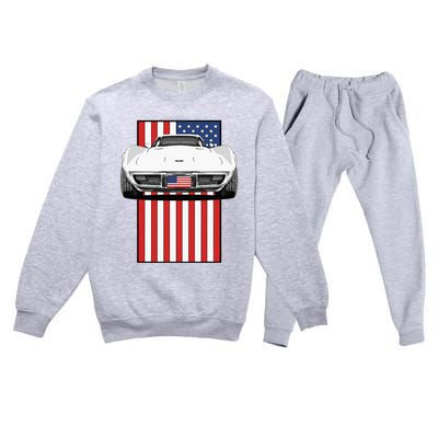 Usa Flag And Muscle Car American Premium Crewneck Sweatsuit Set