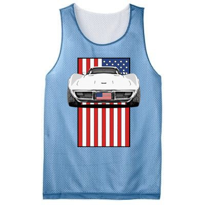 Usa Flag And Muscle Car American Mesh Reversible Basketball Jersey Tank