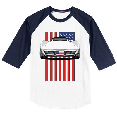 Usa Flag And Muscle Car American Baseball Sleeve Shirt