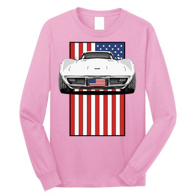 Usa Flag And Muscle Car American Long Sleeve Shirt