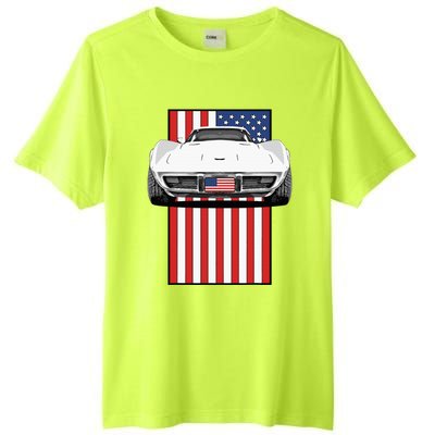 Usa Flag And Muscle Car American Tall Fusion ChromaSoft Performance T-Shirt