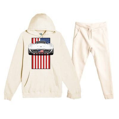 Usa Flag And Muscle Car American Premium Hooded Sweatsuit Set