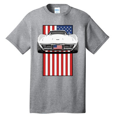 Usa Flag And Muscle Car American Tall T-Shirt