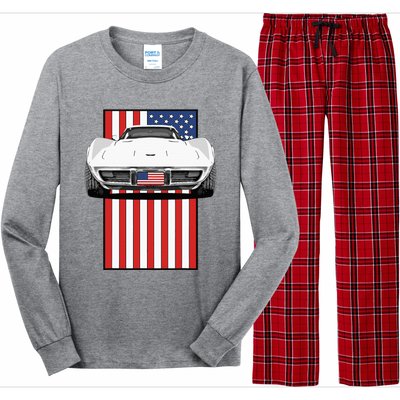 Usa Flag And Muscle Car American Long Sleeve Pajama Set