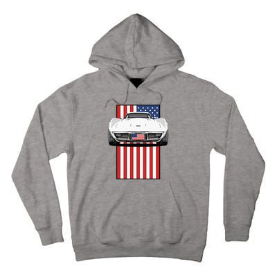 Usa Flag And Muscle Car American Tall Hoodie