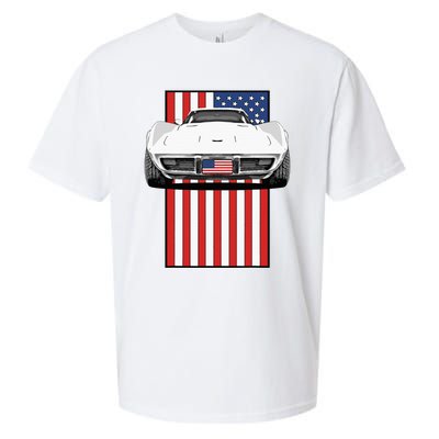 Usa Flag And Muscle Car American Sueded Cloud Jersey T-Shirt