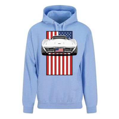 Usa Flag And Muscle Car American Unisex Surf Hoodie