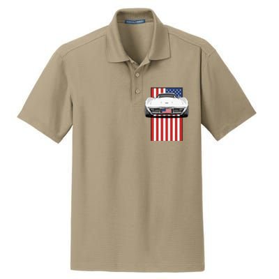 Usa Flag And Muscle Car American Dry Zone Grid Polo