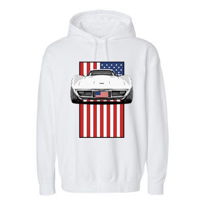 Usa Flag And Muscle Car American Garment-Dyed Fleece Hoodie