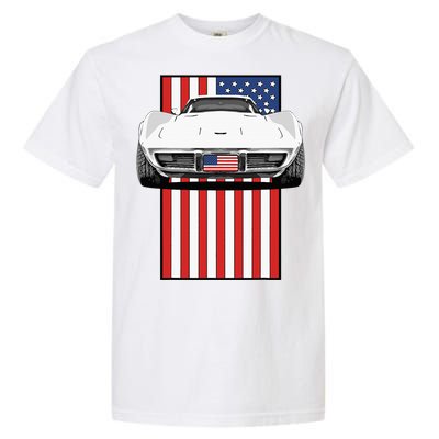 Usa Flag And Muscle Car American Garment-Dyed Heavyweight T-Shirt