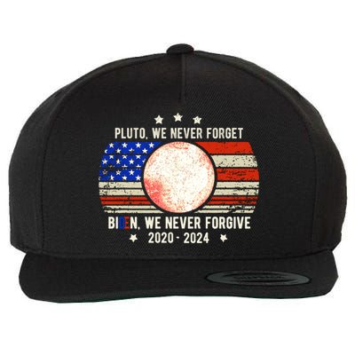 Usa Flag Anti Biden We Never Forgive Never Forget Pluto Gift Wool Snapback Cap