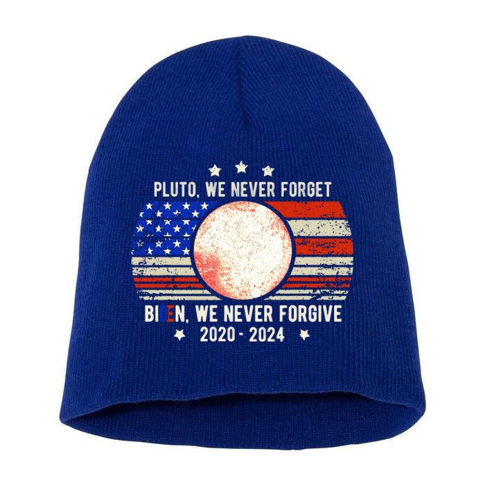 Usa Flag Anti Biden We Never Forgive Never Forget Pluto Gift Short Acrylic Beanie