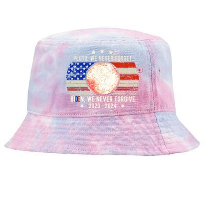 Usa Flag Anti Biden We Never Forgive Never Forget Pluto Gift Tie-Dyed Bucket Hat