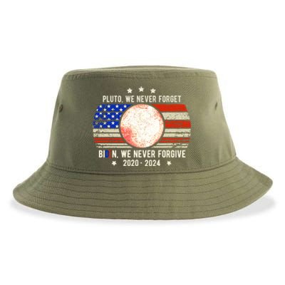 Usa Flag Anti Biden We Never Forgive Never Forget Pluto Gift Sustainable Bucket Hat