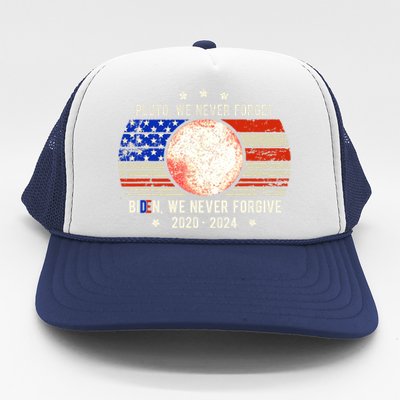 Usa Flag Anti Biden We Never Forgive Never Forget Pluto Gift Trucker Hat