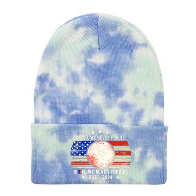 Usa Flag Anti Biden We Never Forgive Never Forget Pluto Gift Tie Dye 12in Knit Beanie