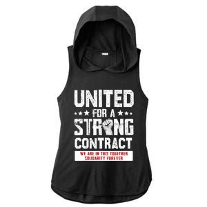 United For A Strong Contract UAW Union Strike UAW Strong Ladies PosiCharge Tri-Blend Wicking Draft Hoodie Tank