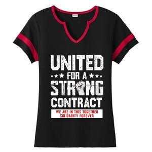 United For A Strong Contract UAW Union Strike UAW Strong Ladies Halftime Notch Neck Tee