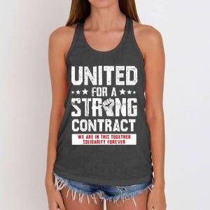 United For A Strong Contract UAW Union Strike UAW Strong Women's Knotted Racerback Tank