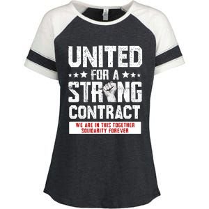 United For A Strong Contract UAW Union Strike UAW Strong Enza Ladies Jersey Colorblock Tee