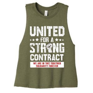 United For A Strong Contract UAW Union Strike UAW Strong Women's Racerback Cropped Tank