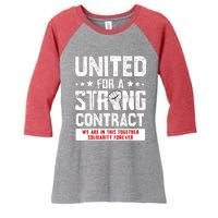 United For A Strong Contract UAW Union Strike UAW Strong Women's Tri-Blend 3/4-Sleeve Raglan Shirt