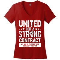 United For A Strong Contract UAW Union Strike UAW Strong Women's V-Neck T-Shirt