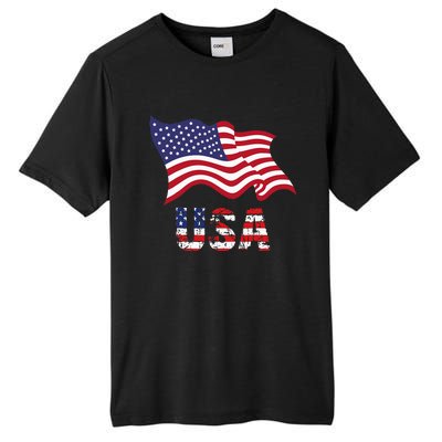 Usa Flag American United States Of America Tall Fusion ChromaSoft Performance T-Shirt