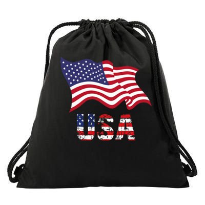 Usa Flag American United States Of America Drawstring Bag