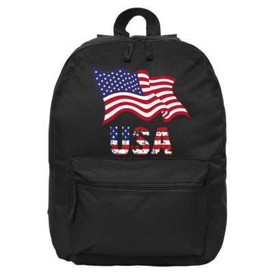 Usa Flag American United States Of America 16 in Basic Backpack