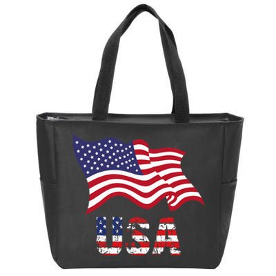 Usa Flag American United States Of America Zip Tote Bag