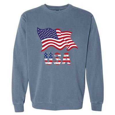 Usa Flag American United States Of America Garment-Dyed Sweatshirt