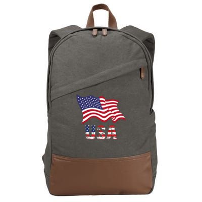 Usa Flag American United States Of America Cotton Canvas Backpack