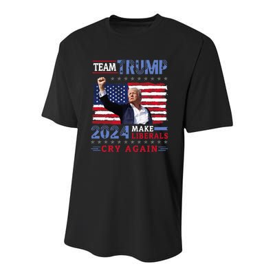 Us Flag American Team Trump 2024 Make Liberals Cry Again Youth Performance Sprint T-Shirt