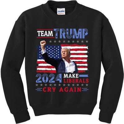 Us Flag American Team Trump 2024 Make Liberals Cry Again Kids Sweatshirt