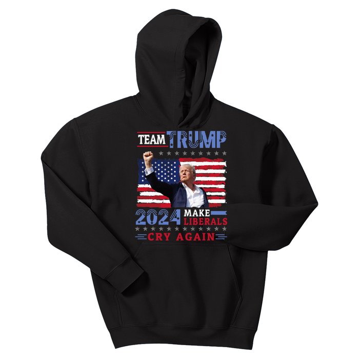 Us Flag American Team Trump 2024 Make Liberals Cry Again Kids Hoodie