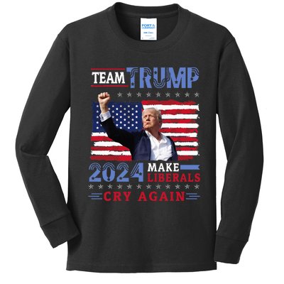 Us Flag American Team Trump 2024 Make Liberals Cry Again Kids Long Sleeve Shirt