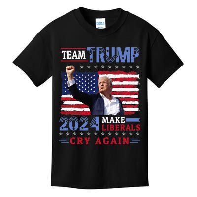 Us Flag American Team Trump 2024 Make Liberals Cry Again Kids T-Shirt