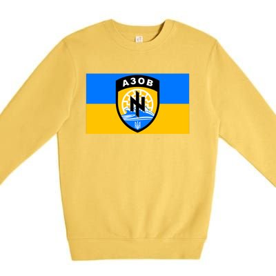 Ukraine Flag Azov Battalion A30B Shield Special Forces Premium Crewneck Sweatshirt