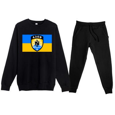 Ukraine Flag Azov Battalion A30B Shield Special Forces Premium Crewneck Sweatsuit Set