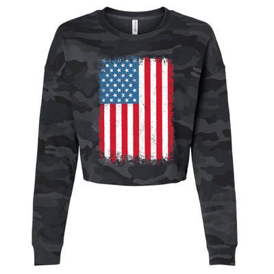 USA Flag American Flag United States of America 4th of July Cropped Pullover Crew