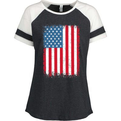 USA Flag American Flag United States of America 4th of July Enza Ladies Jersey Colorblock Tee