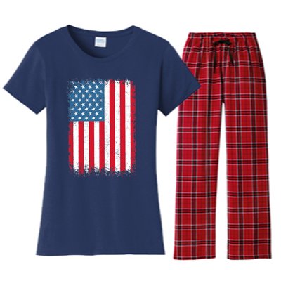 USA Flag American Flag United States of America 4th of July Women's Flannel Pajama Set