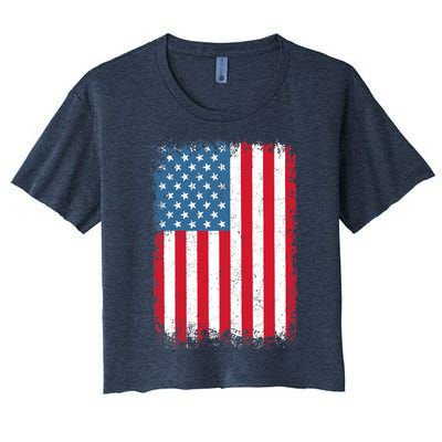 USA Flag American Flag United States of America 4th of July Women's Crop Top Tee