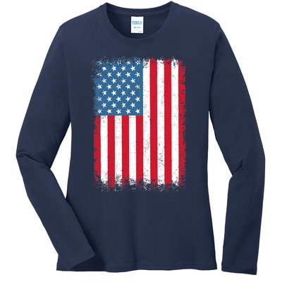 USA Flag American Flag United States of America 4th of July Ladies Long Sleeve Shirt