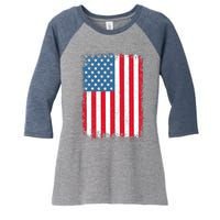 USA Flag American Flag United States of America 4th of July Women's Tri-Blend 3/4-Sleeve Raglan Shirt