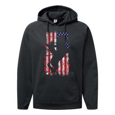 Usa Flag American Pride Texas Equestrian 4th Of July Performance Fleece Hoodie