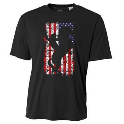 Usa Flag American Pride Texas Equestrian 4th Of July Cooling Performance Crew T-Shirt